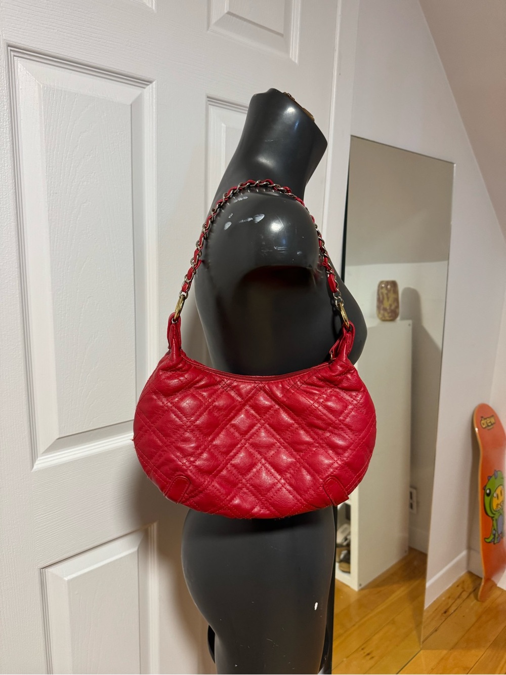 Red Quilted Shoulder Bag - Stylish Women’s Handbag - Picture 4 of 5